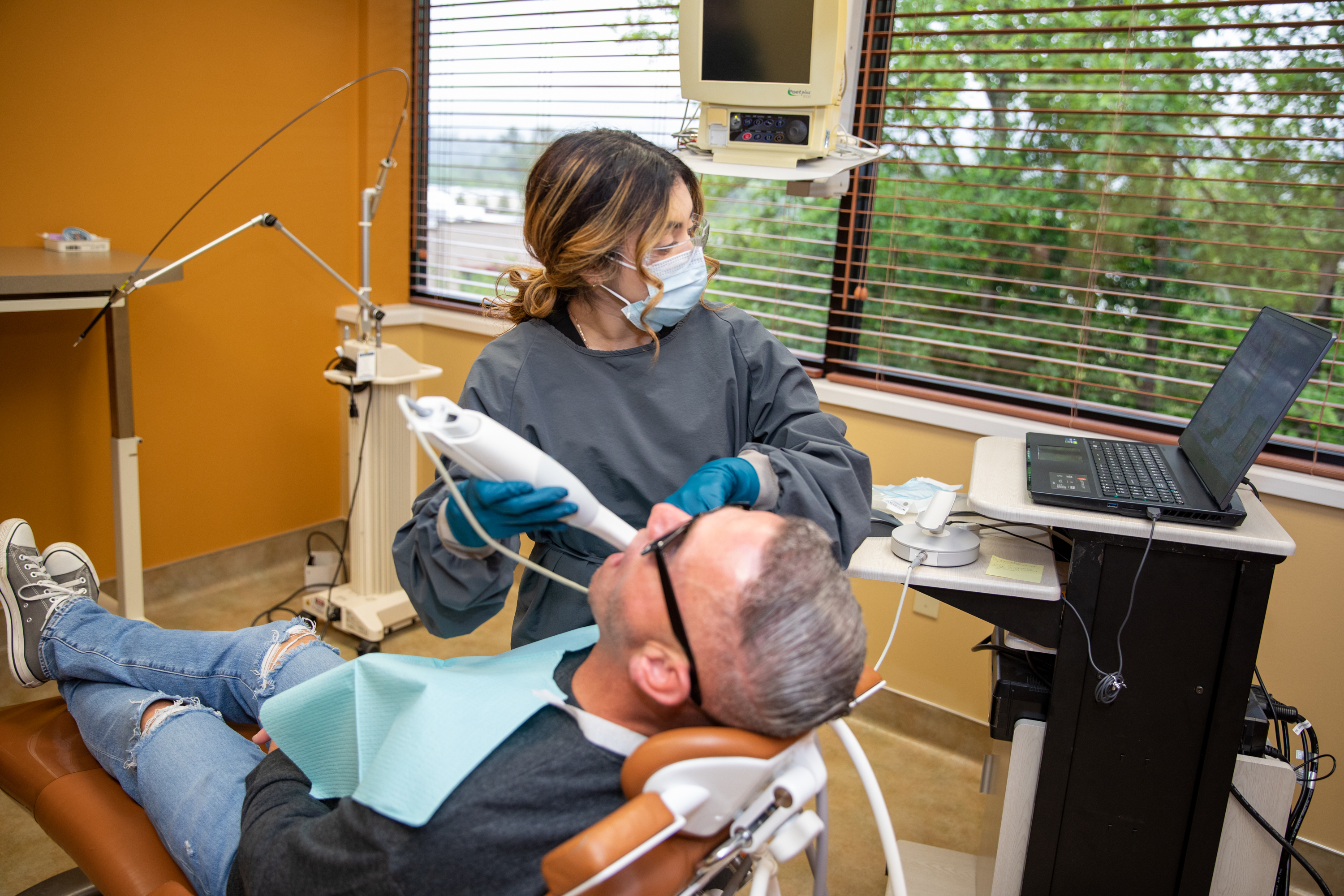 TRIOS intraoral scanner in use